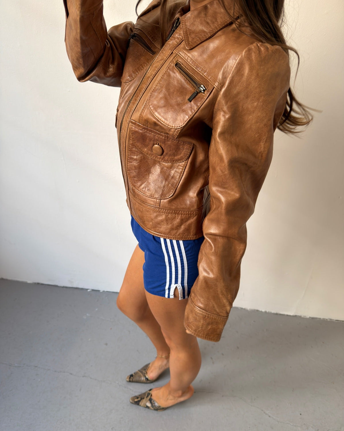 Brown leather jacket