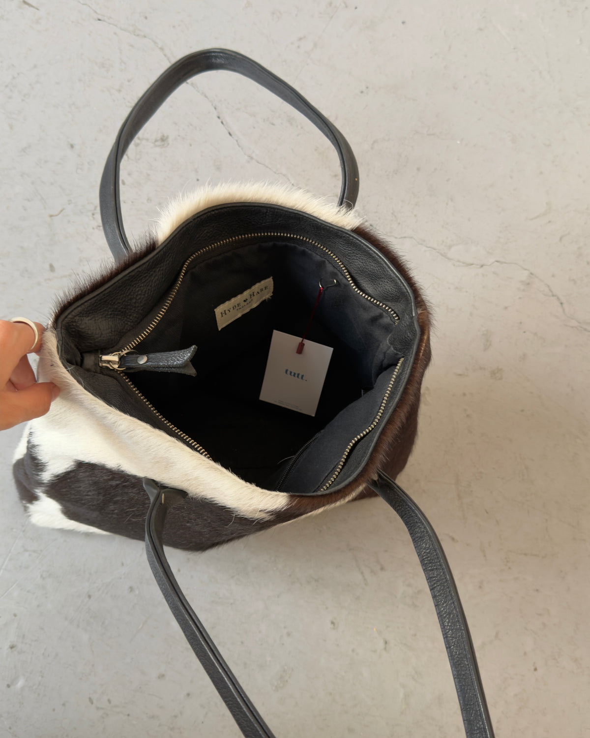 Cowhide shoulder bag