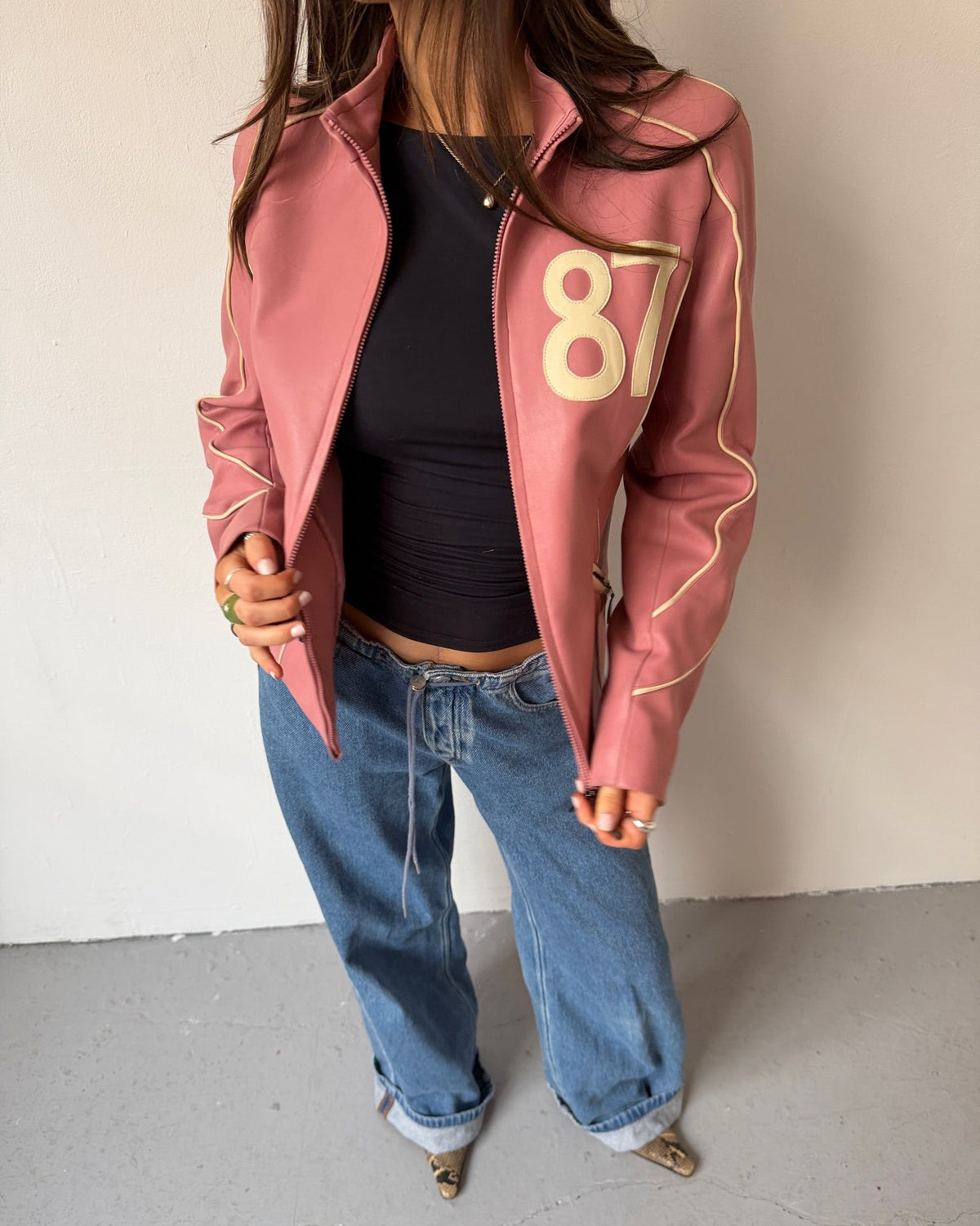 Pink moto 87 jacket