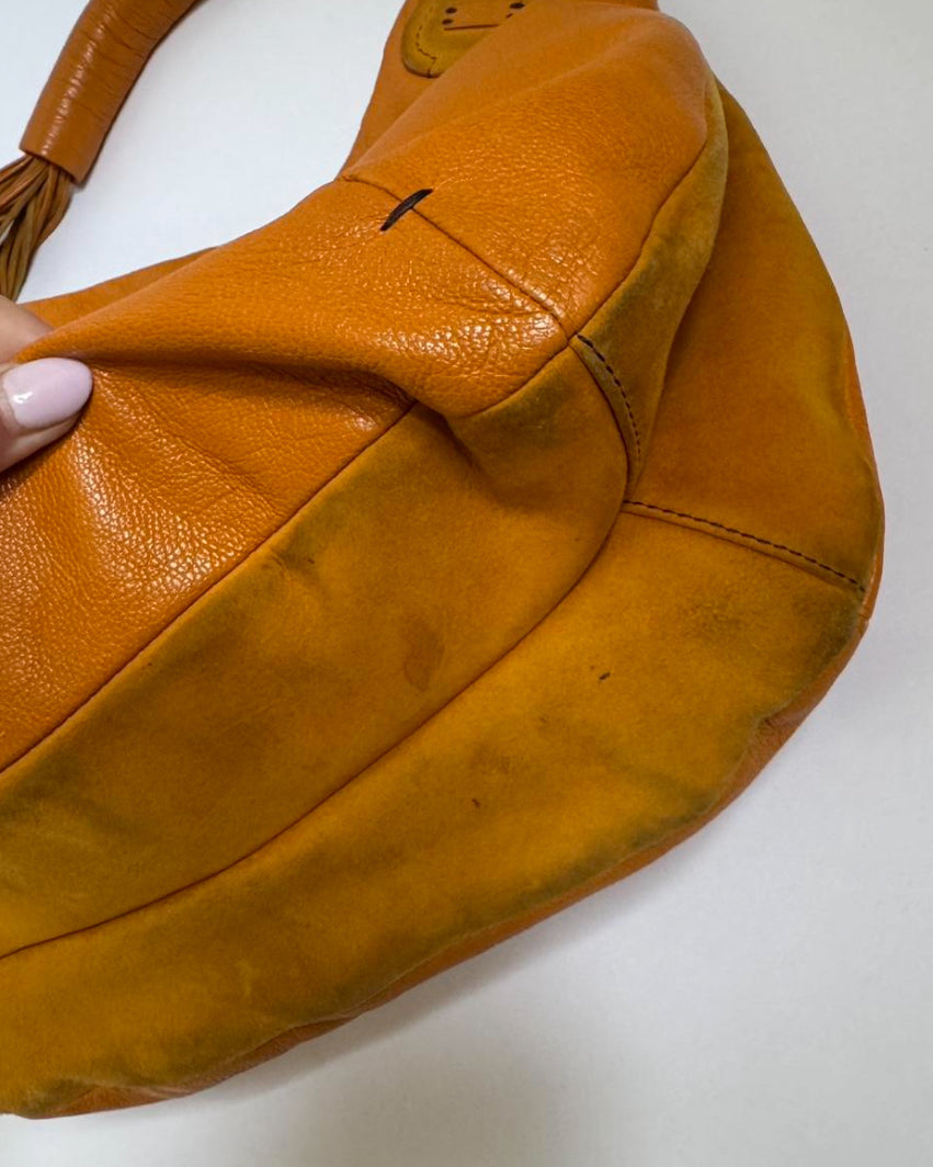 Orange leather bag