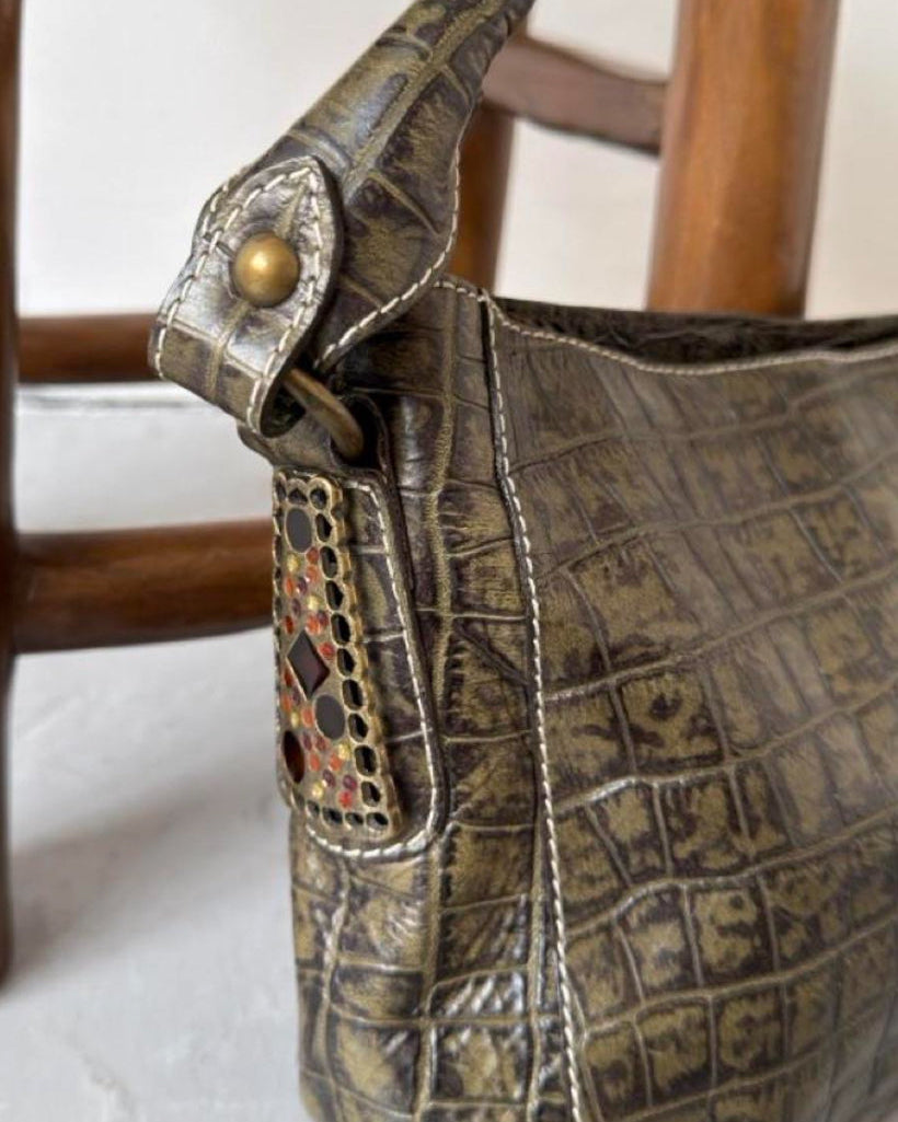 Khaki green croc bag