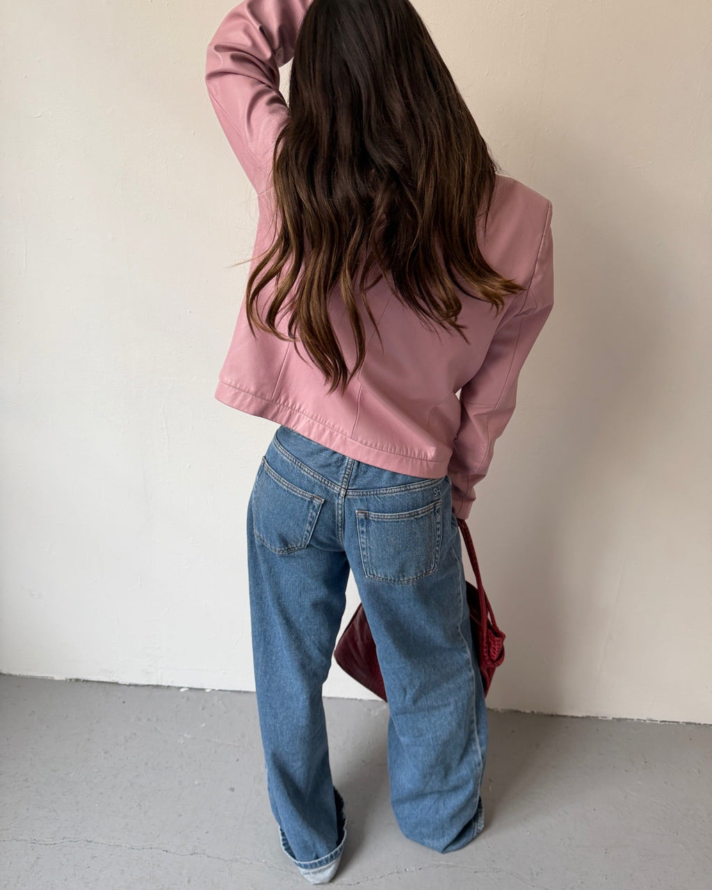 Light pink leather jacket