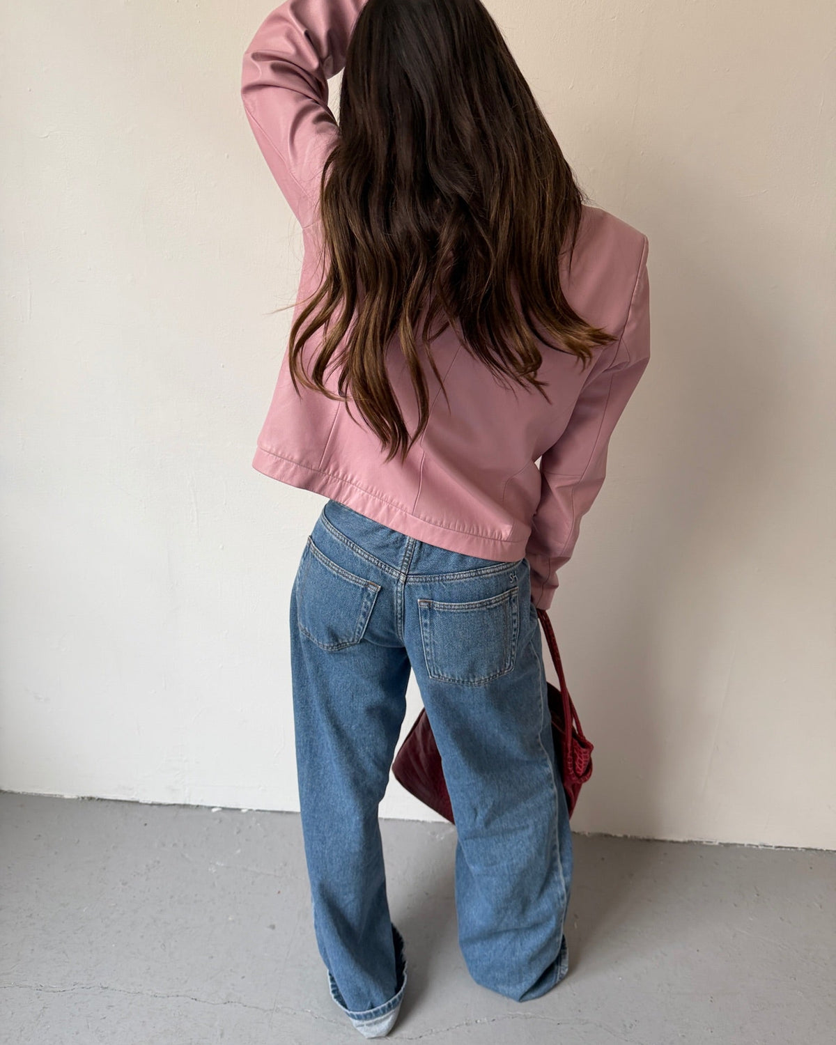 Light pink leather jacket