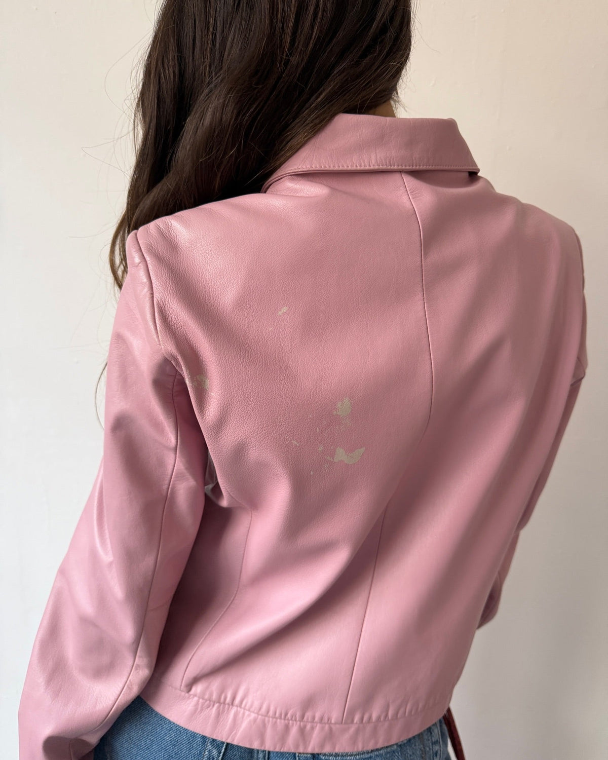 Light pink leather jacket