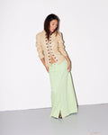 Mint green denim maxi skirt