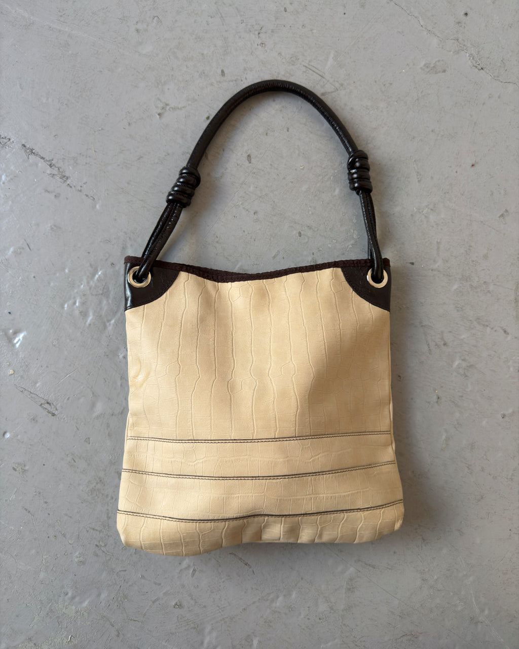 Cream suede shoulder bag