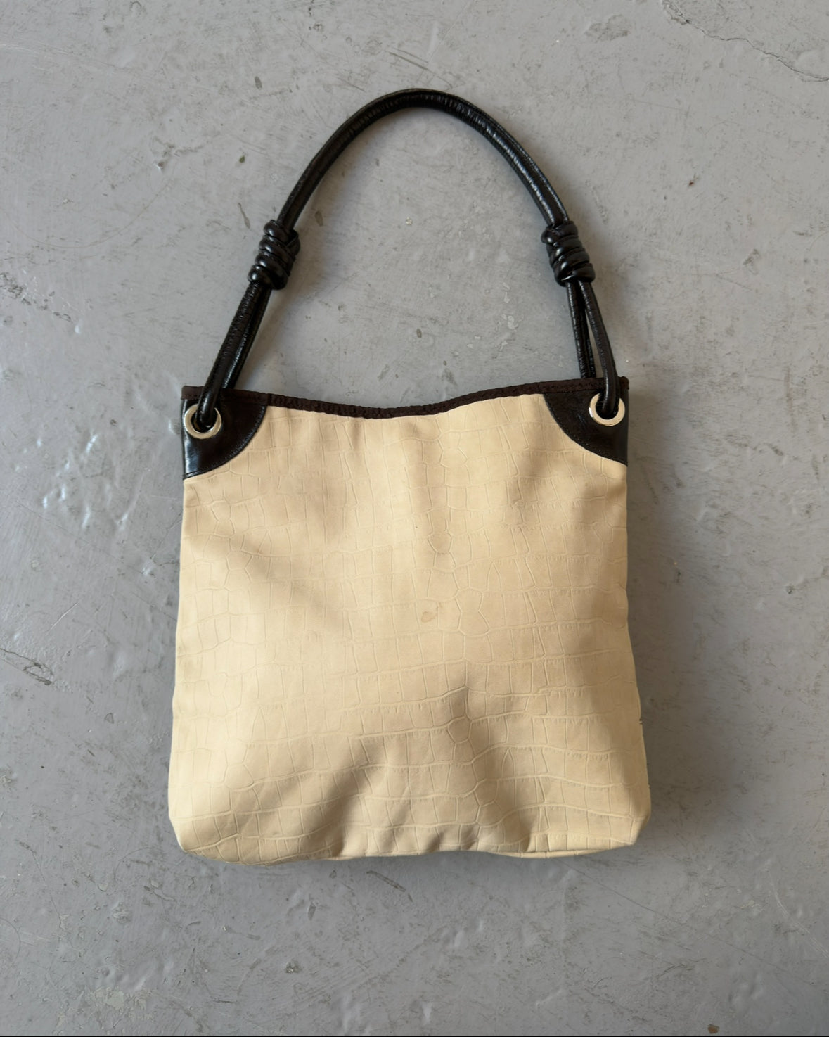 Cream suede shoulder bag