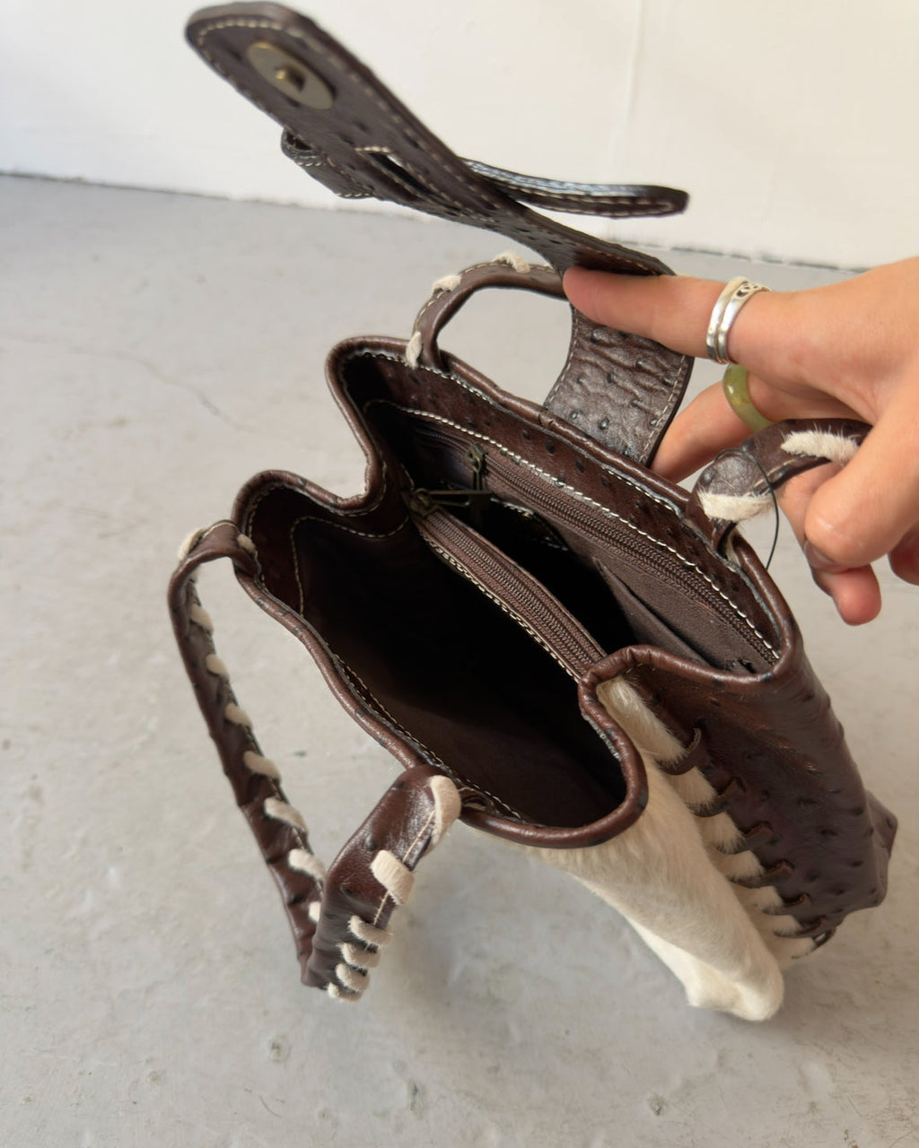 Off-white pony hair bag