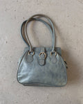 Blue leather shoulder bag