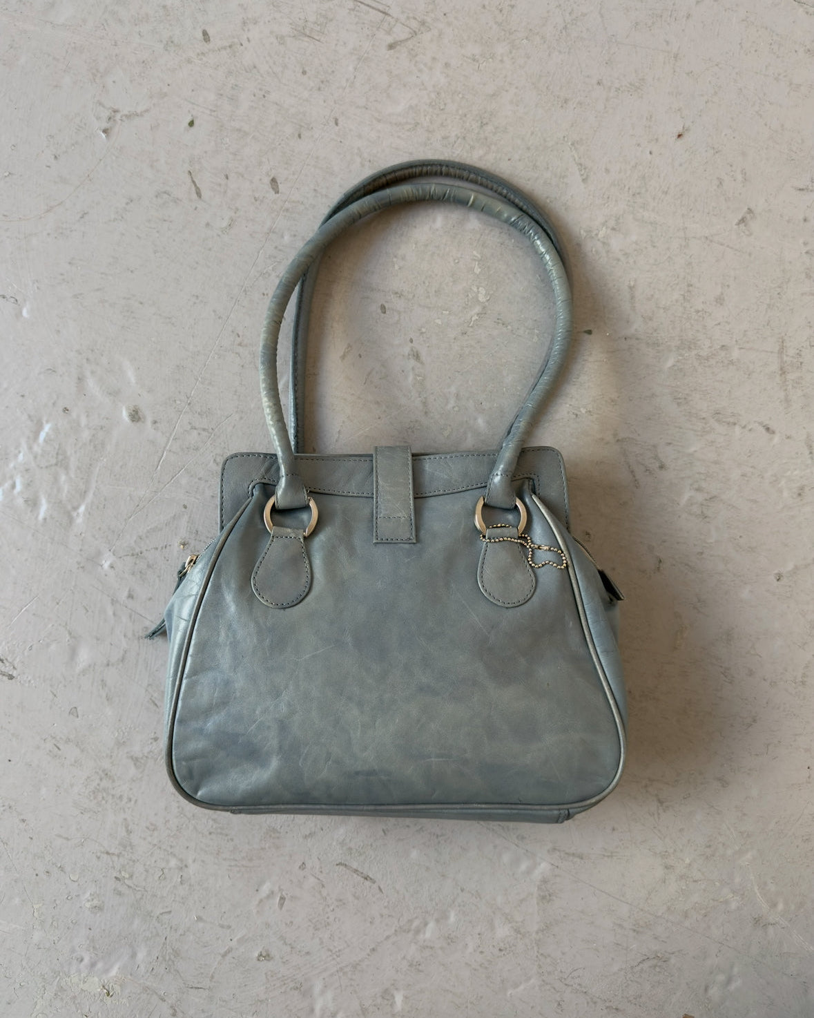 Blue leather shoulder bag