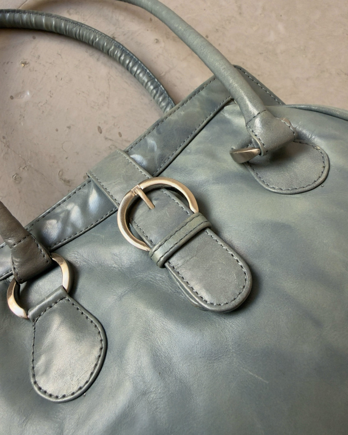 Blue leather shoulder bag