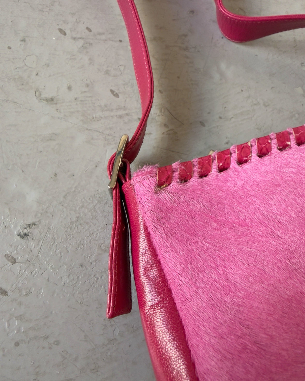 Pink pony hair bag