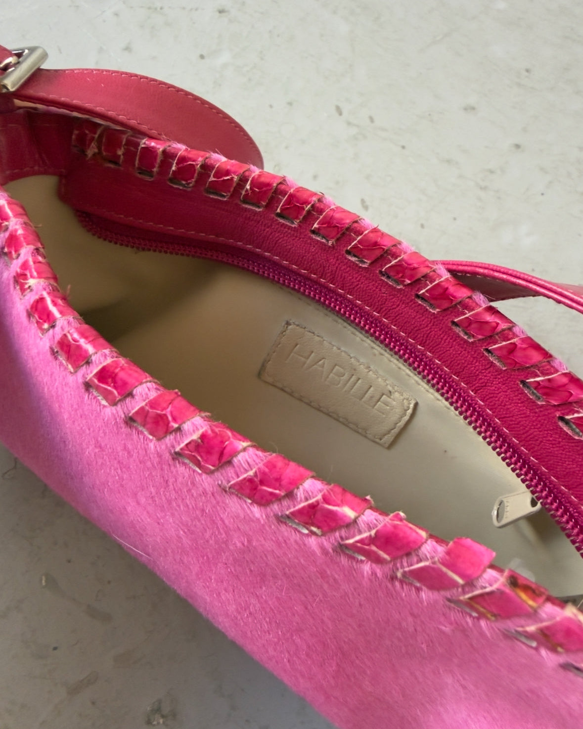 Pink pony hair bag