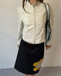 White leather ruched jacket