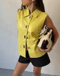 Yellow leather sleeveless top