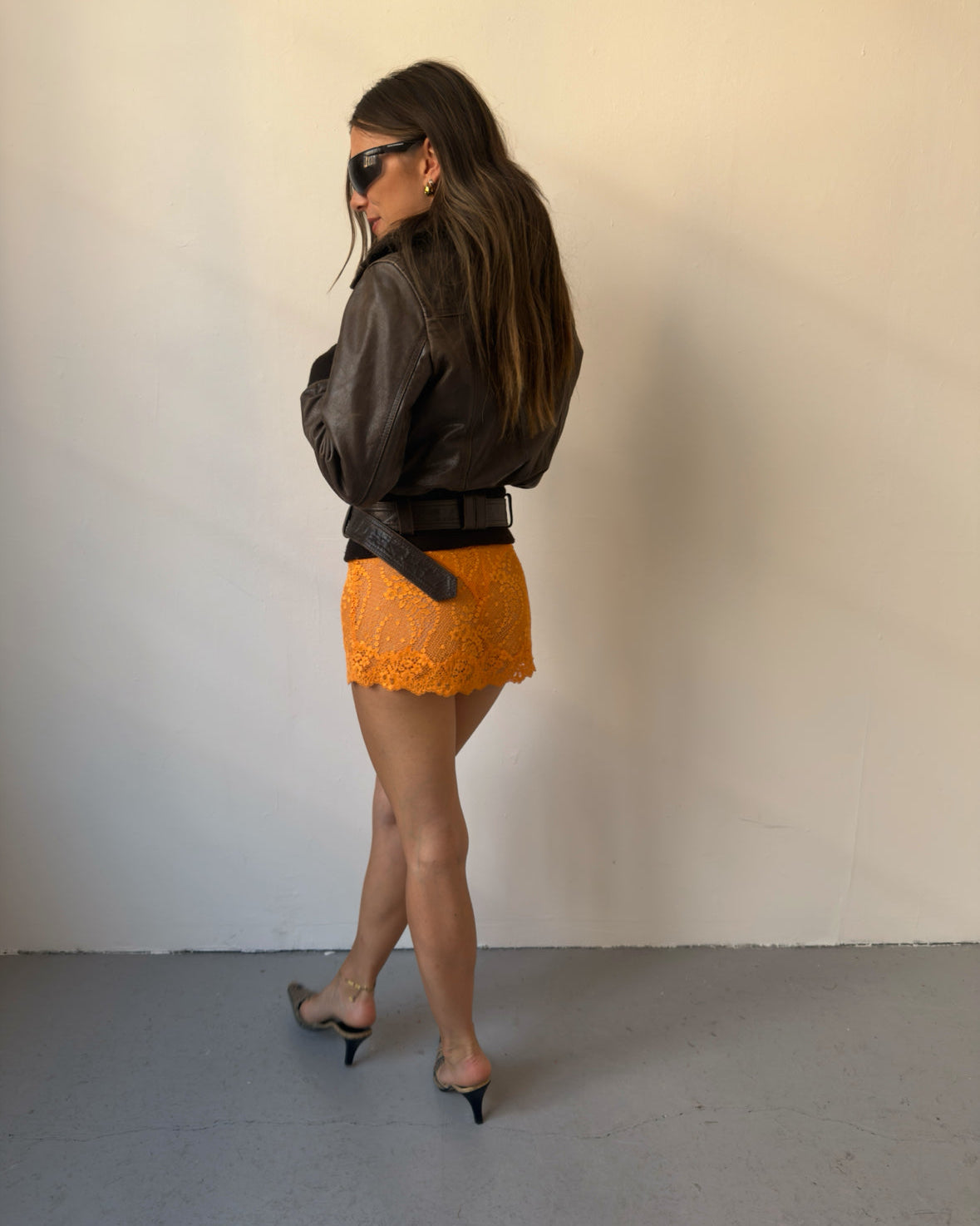 Orange La Perla lace skirt