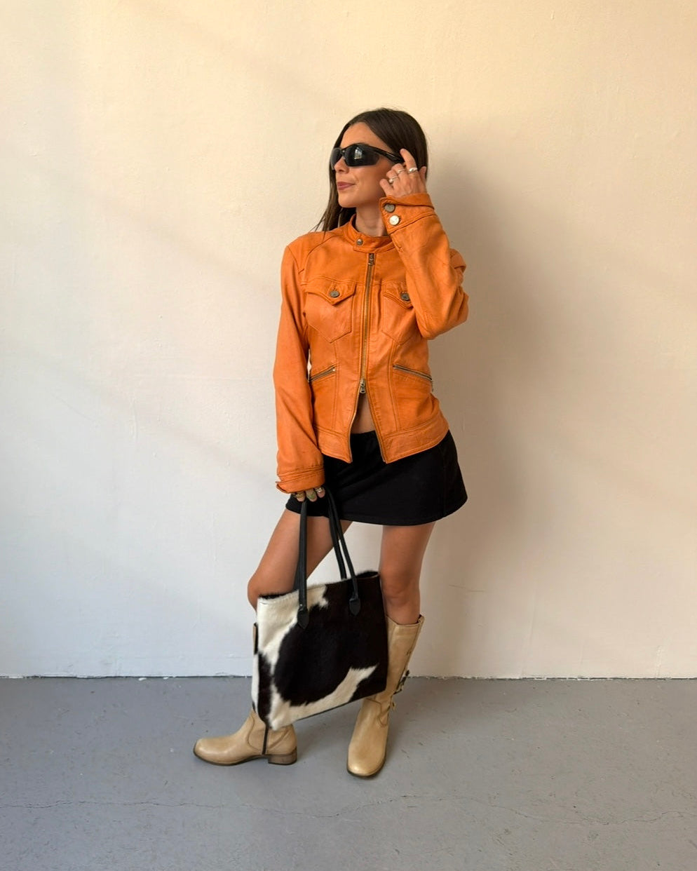 Orange leather jacket