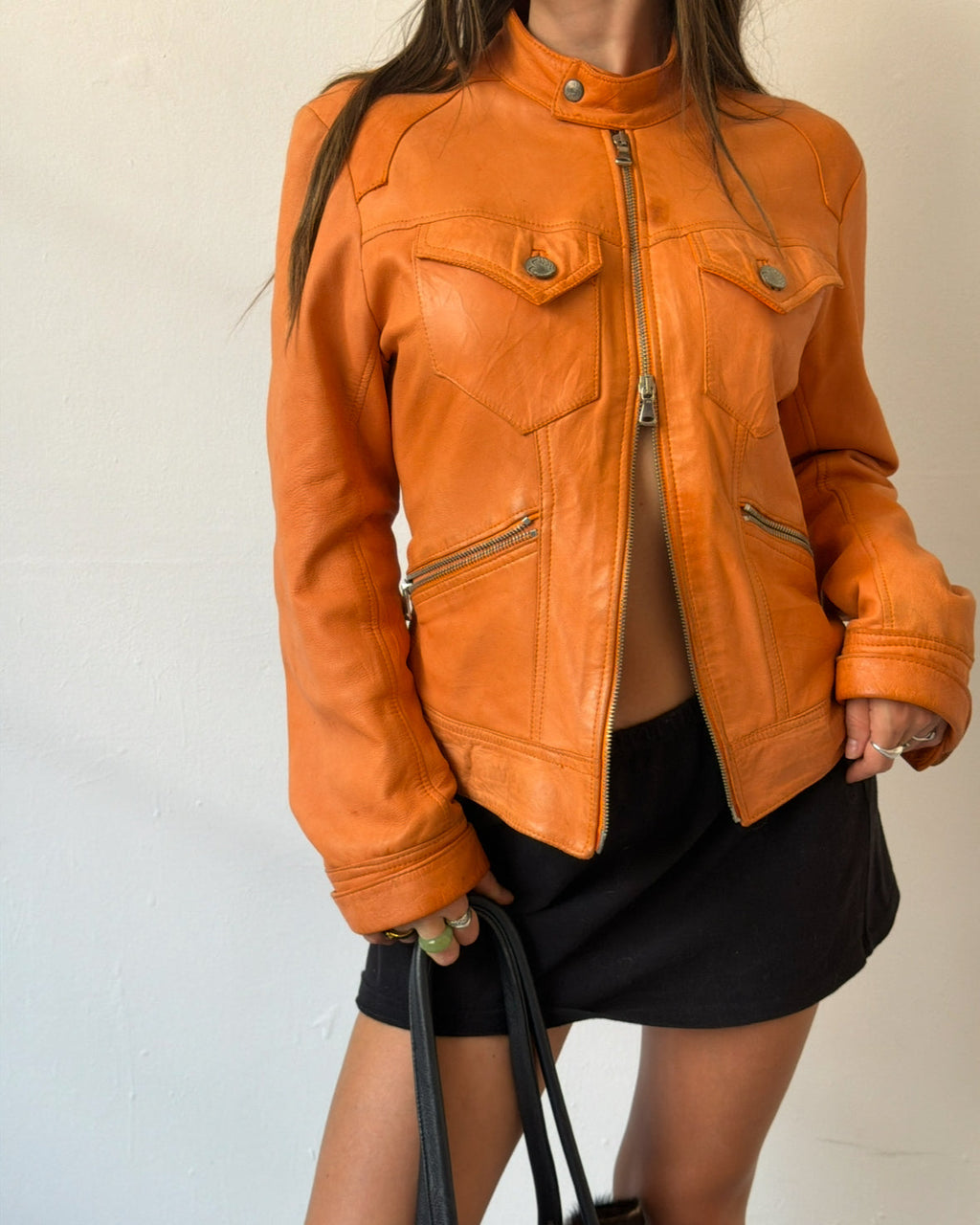 Orange leather jacket