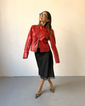Red stud leather jacket