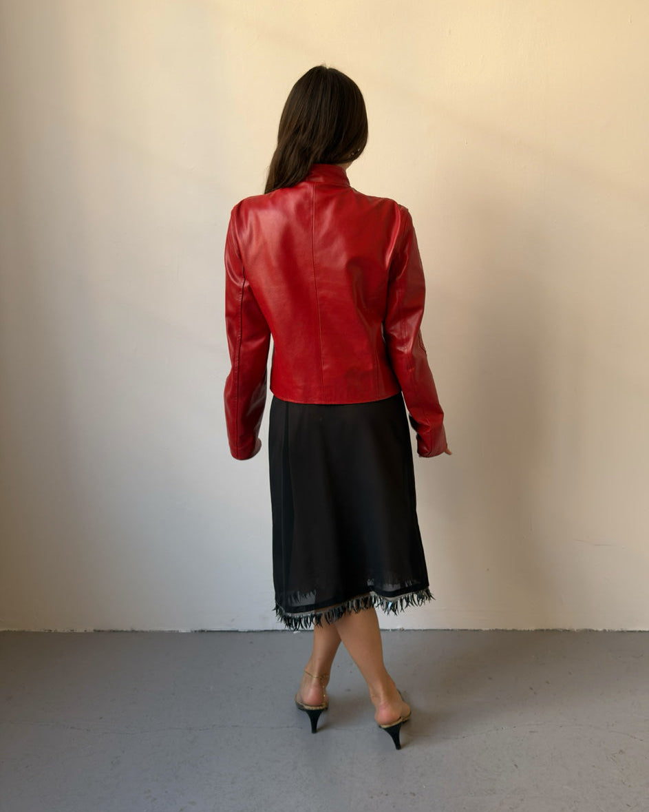 Red stud leather jacket