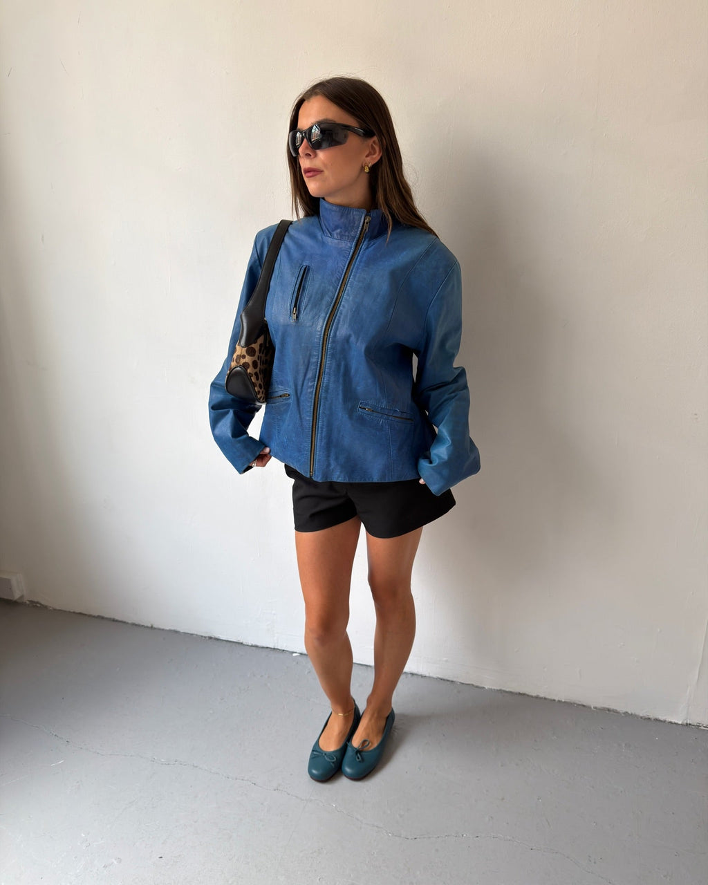 Blue leather jacket
