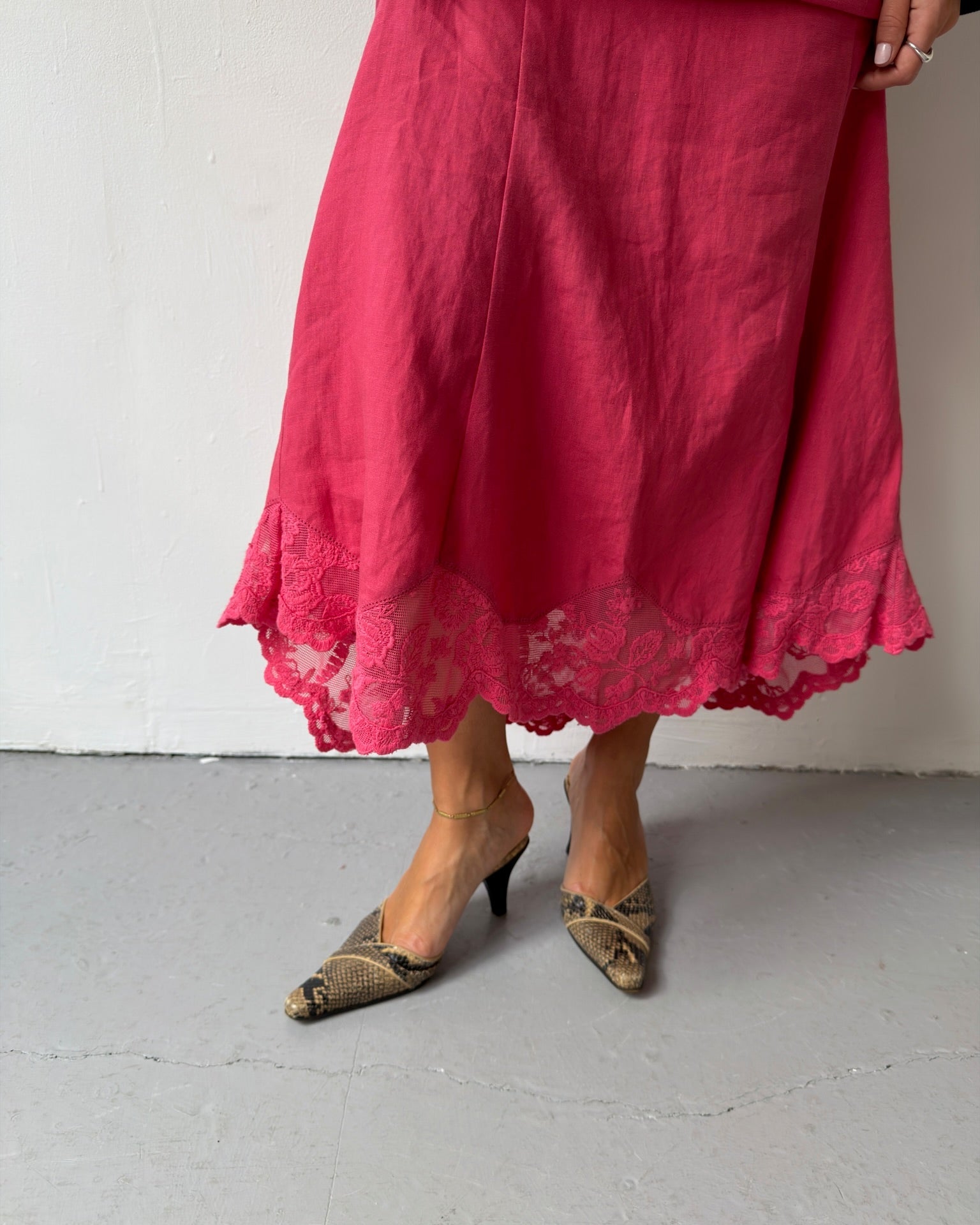 Pink maxi lace skirt