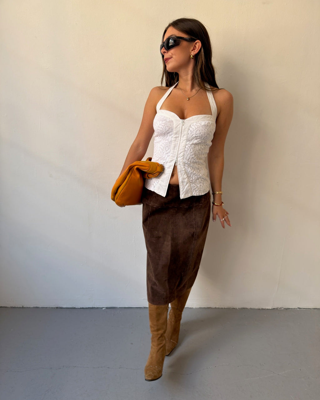 White lace halter neck top