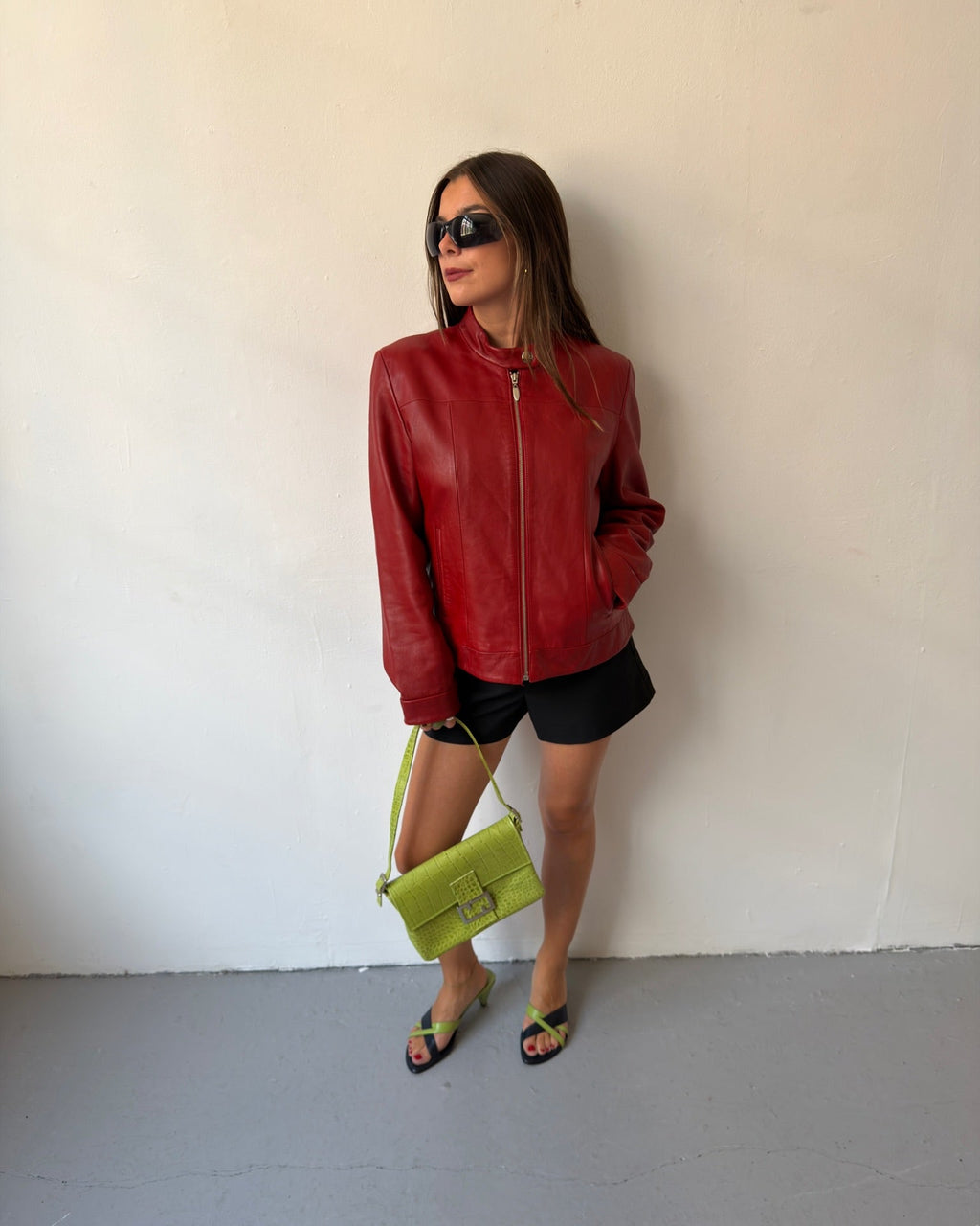 Red leather jacket