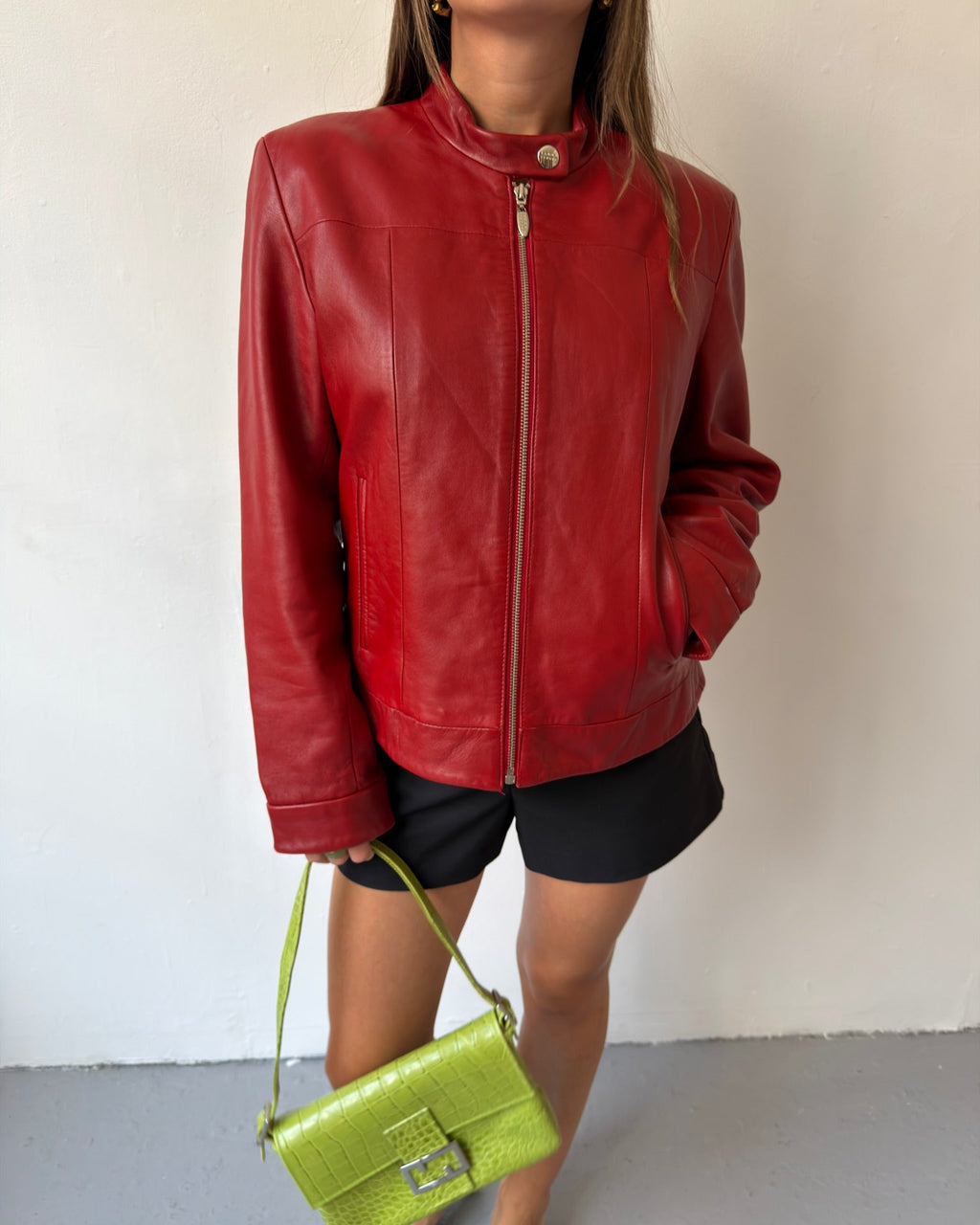 Red leather jacket