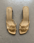 Cream leather flower mules