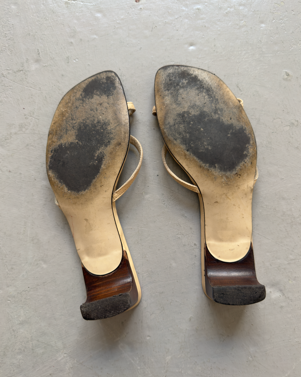 Cream leather flower mules