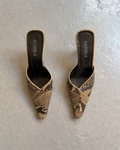 Snakeskin pointed mules