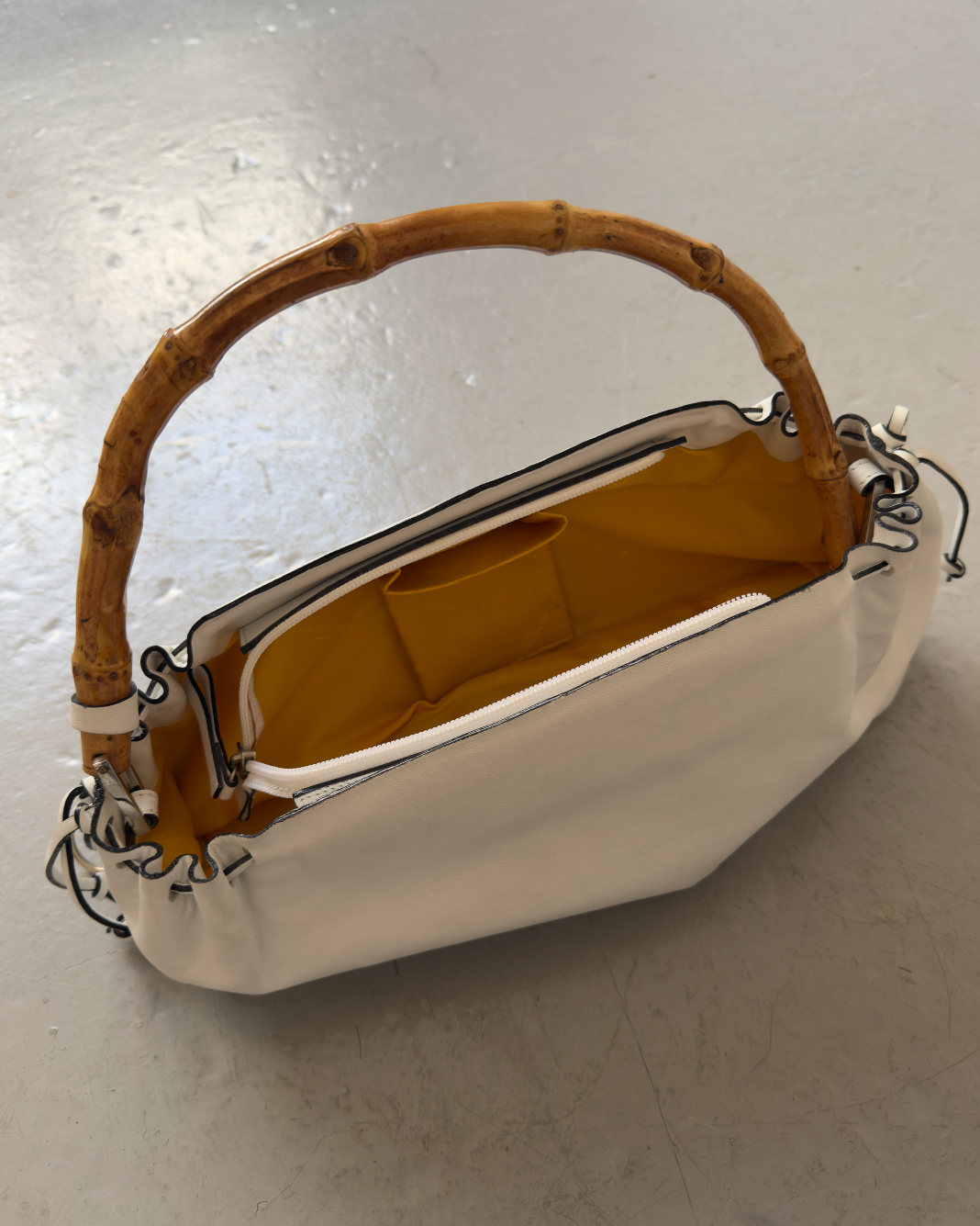 Bamboo white shoulder bag