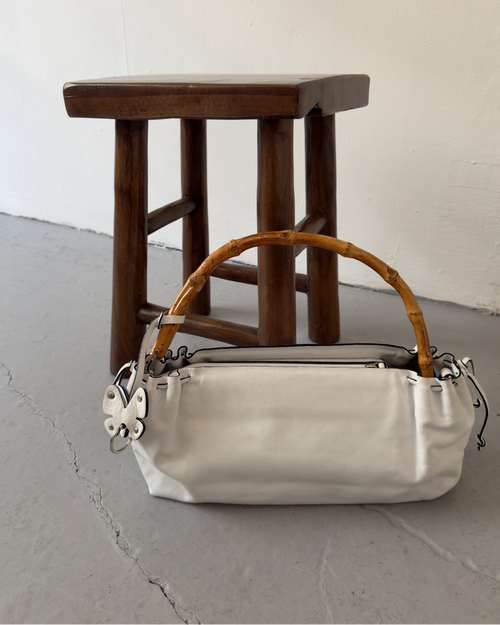 Bamboo white shoulder bag