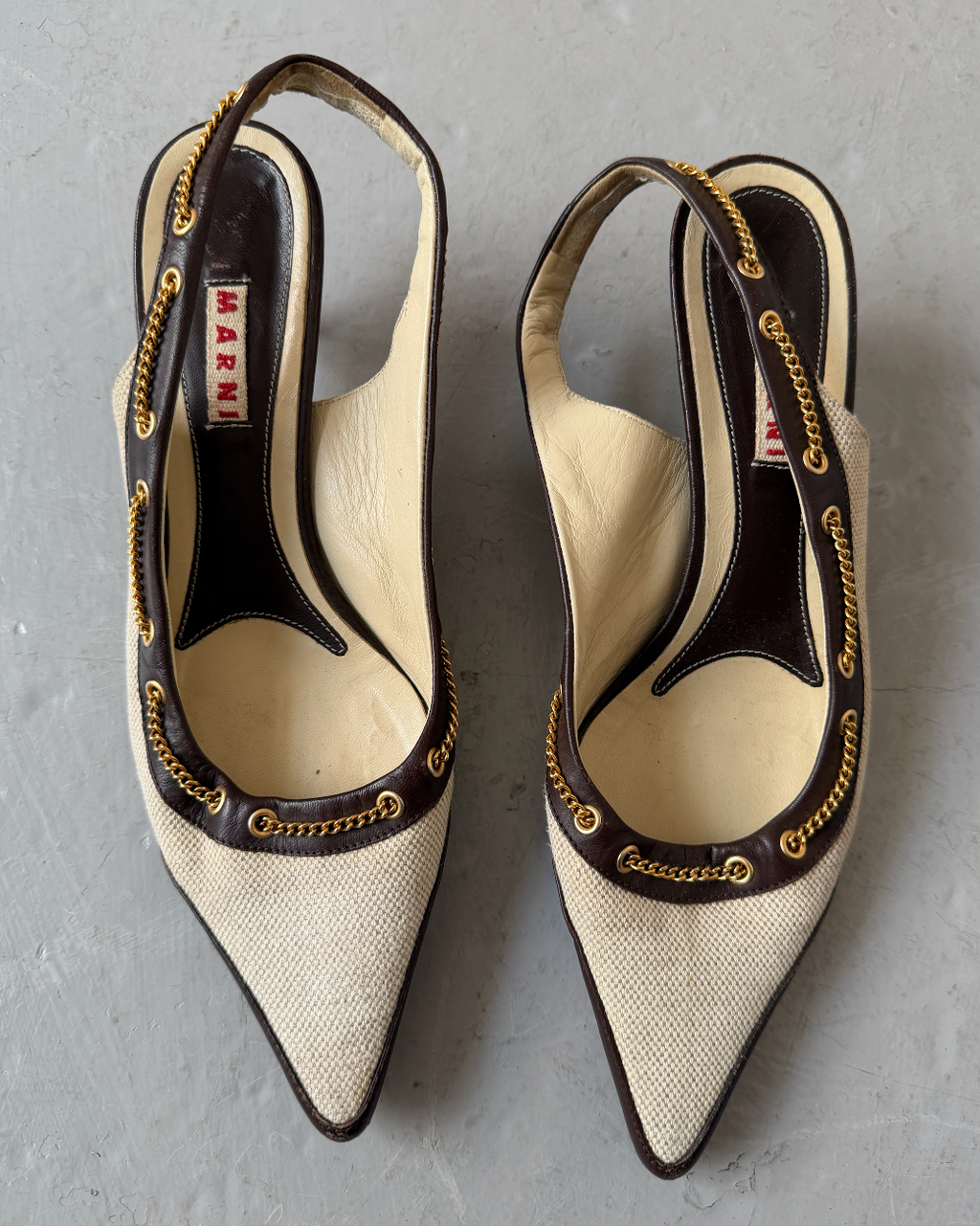 Marni cream slingback heels