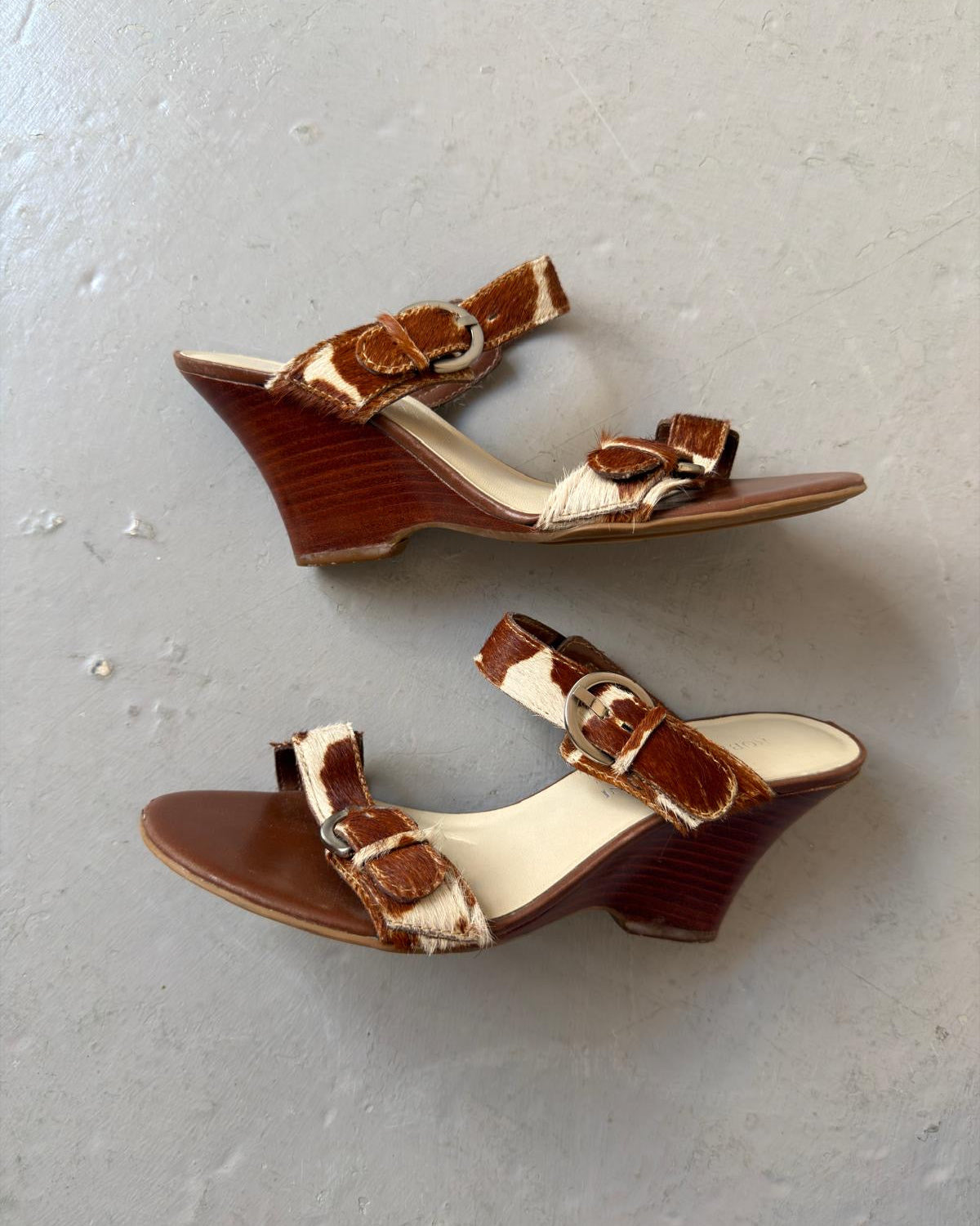 Cowhide heel wedge