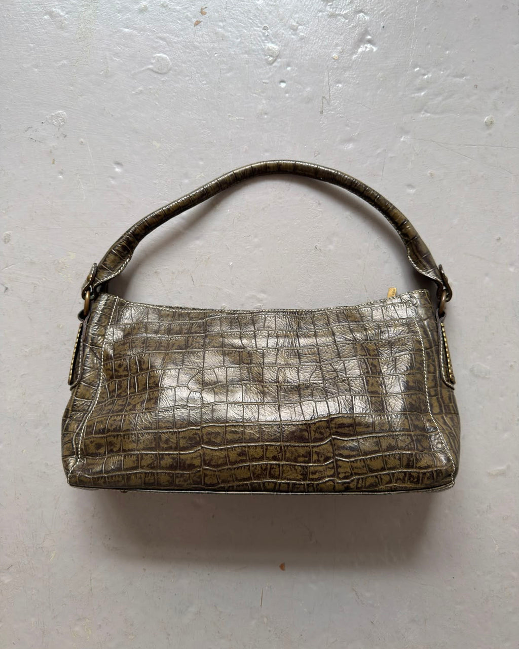 Khaki green croc bag