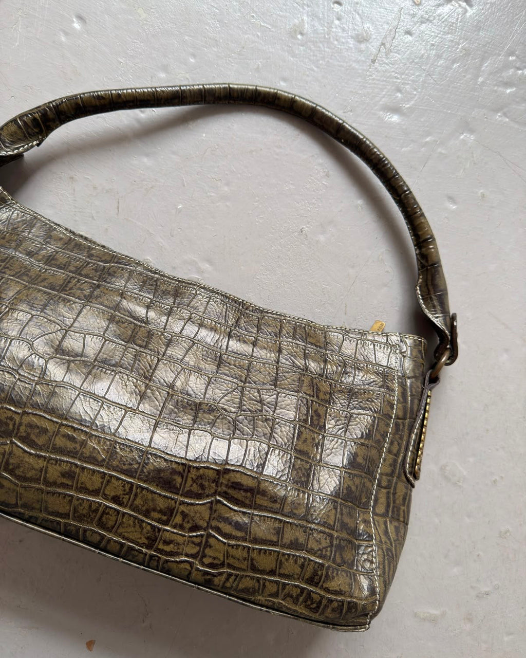 Khaki green croc bag