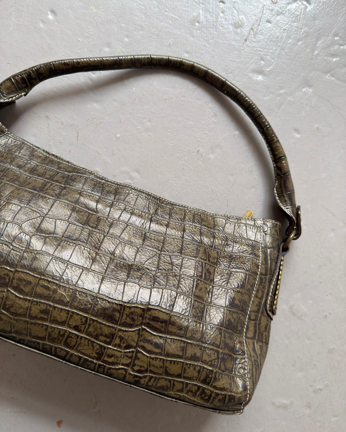 Khaki green croc bag