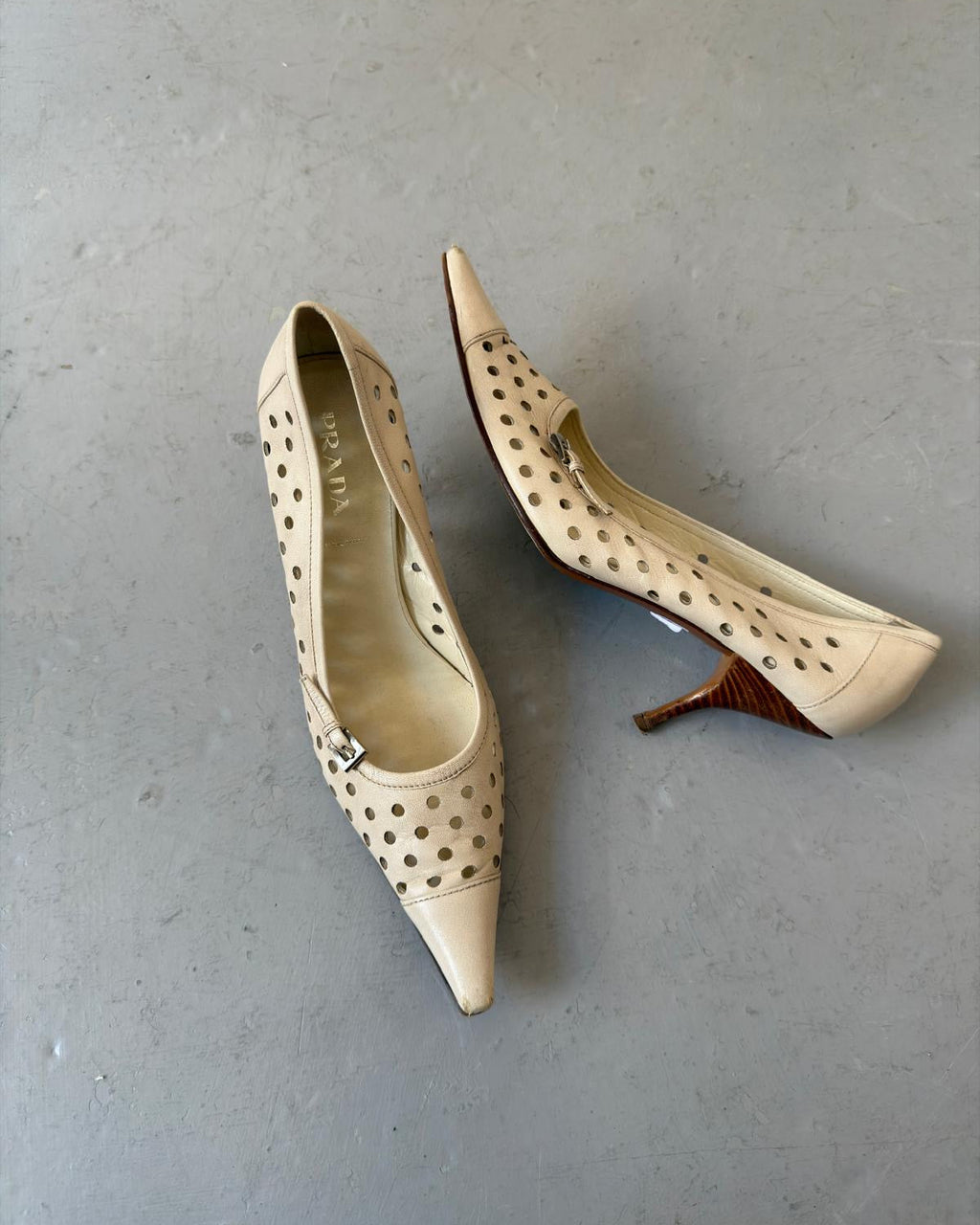 Prada laser hole point heels