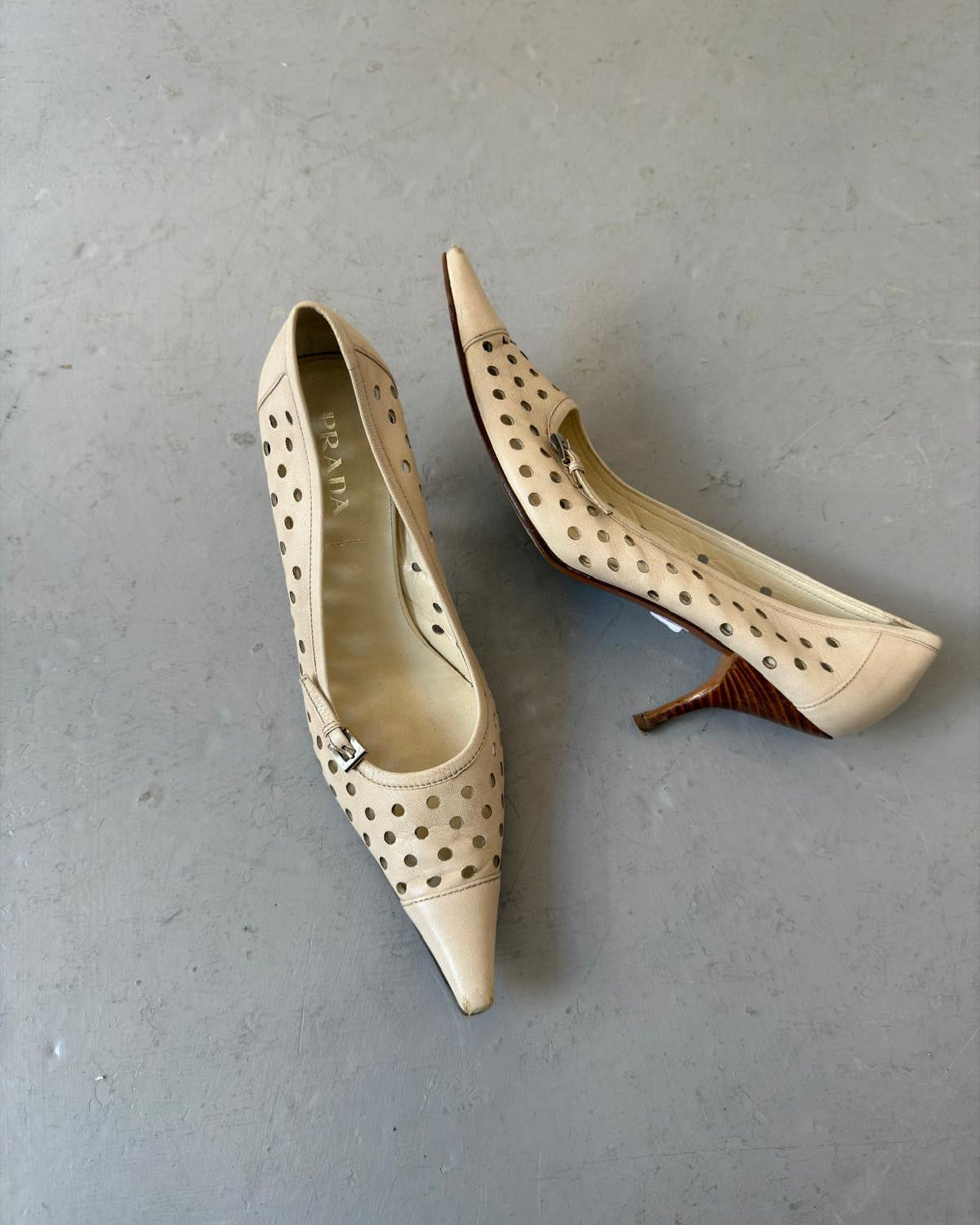 Prada laser hole point heels